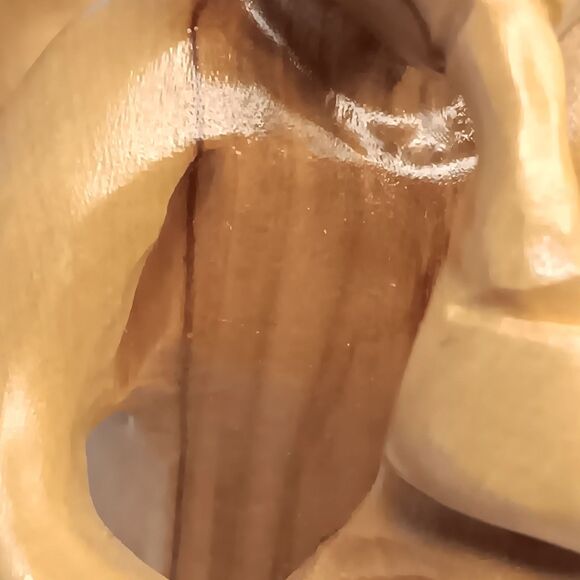 Hand Carved Angel Playing Horn Made Of The Olive Wood Tree From Israel 7.5" x 4" - Picture 9 of 11